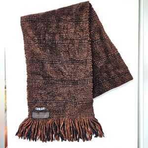 Jeffrey Aronoff Searle Black & Rich Brown Handwoven Chenille Scarve